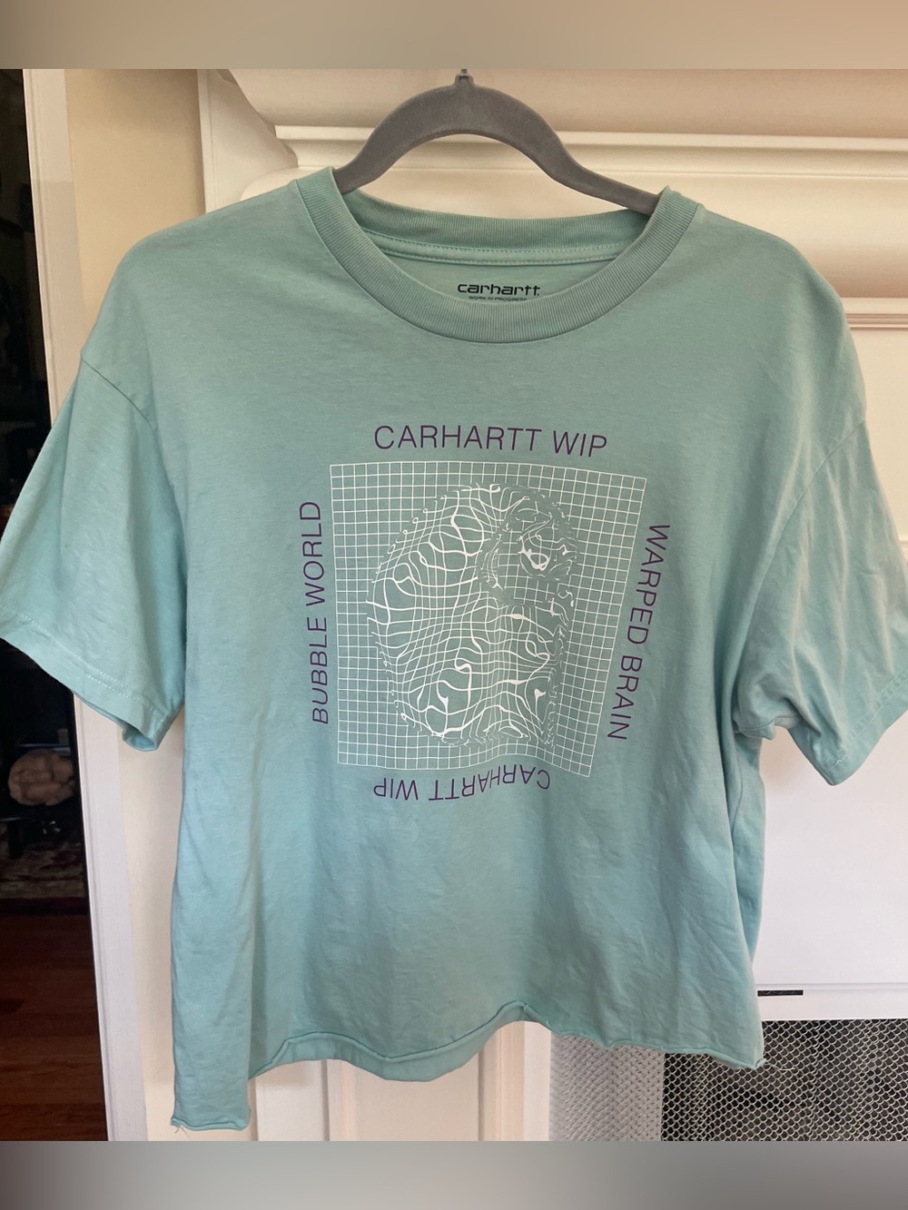 Warped Brain Graphic T-Shirt. Small. Mint/Sage Green.🌎🧠